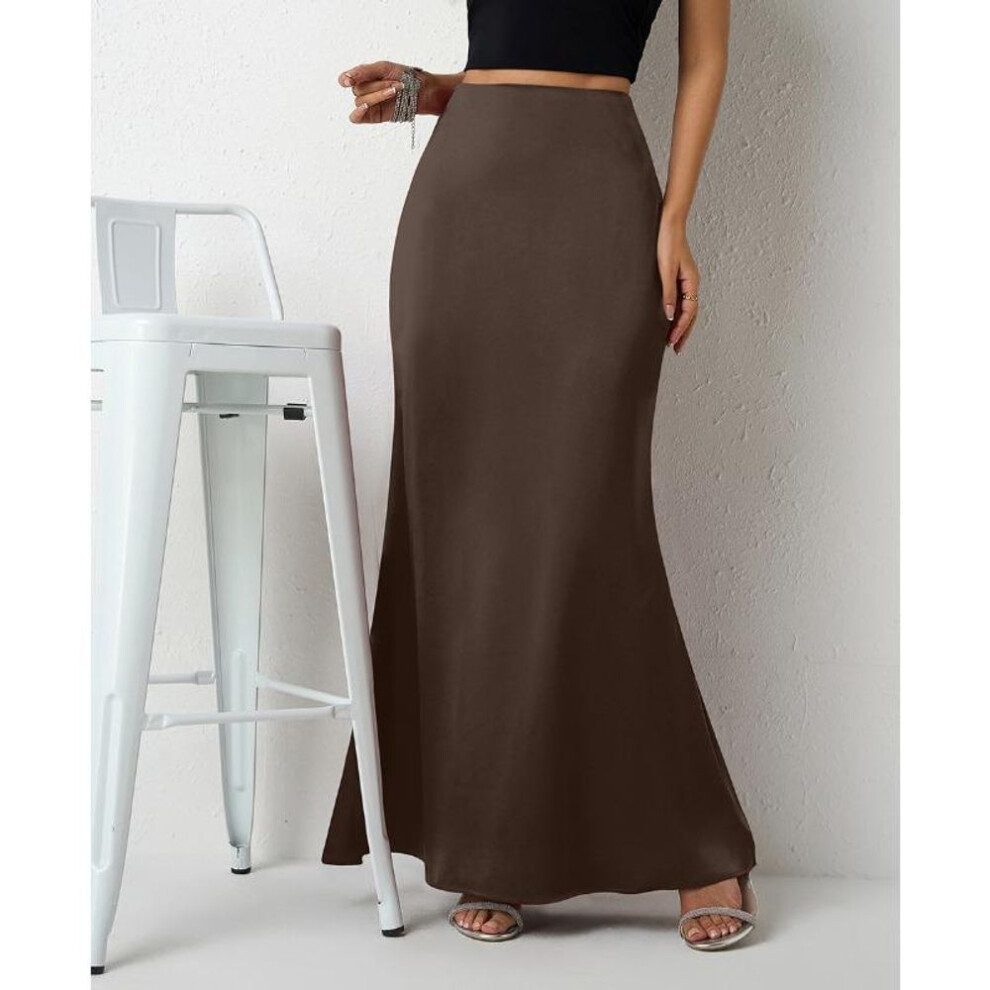 (S, coffee) Women's Spring New Fashion Simple Long Skirt