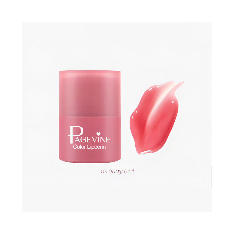 Red (03 Rusty 1-Pcs) Page Vine Moisturizing Lip Gloss Lip Balm Tinted Plumping Butter Lip Balm Lip Mask Hydrating Lip Tint For Hydration And Soft L