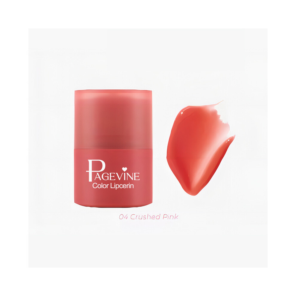 Pink (04 Crushed 1-Pcs) Page Vine Moisturizing Lip Gloss Lip Balm Tinted Plumping Butter Lip Balm Lip Mask Hydrating Lip Tint For Hydration And Sof
