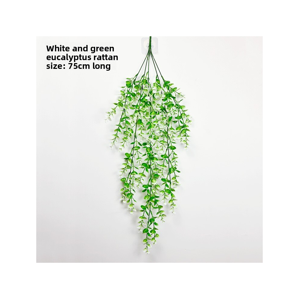 (White Green)Fausse canne à eucalyptus plantes vertes décoration murale pour intérieur extérieur décoration événement