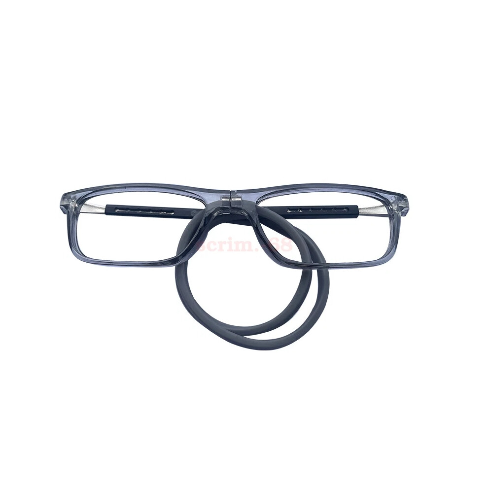 (+3.50 strength, Grey) Hanging Folding Magnetic Reading Glasses Connect Neck Rope Eyeglasses