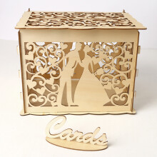 (JM01368 Large Box) Wooden Wedding Card Box Wedding Supplies Business Card Sign-in Box Wooden Wedding