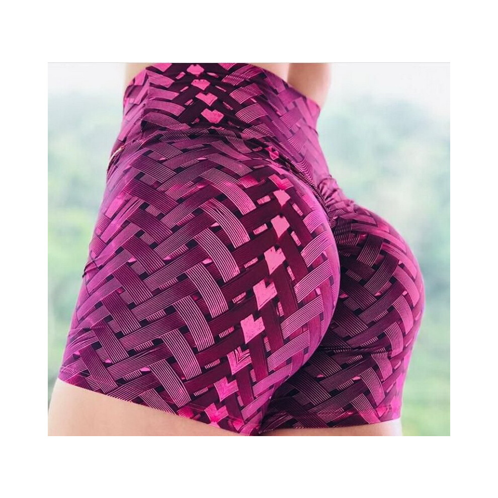 (Purple, S) Wish Knitted Print Tight Sports Fitness Training Hip Lifting Stretch Yoga Shorts Three-pointer Pants-image-OPC-PHF6XDF-NEW