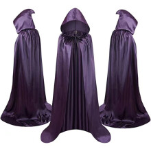 (Purple, 160cm (with cap)) Halloween Cape Black Death Cape Witch Demon Costume Vampire Party Children's Cape