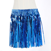 (Gloss grass skirt-dark blue, 40CM) Carnival Dance Performance Rain Scarf Dress Up Hawaii Beach Dance Party Decoration