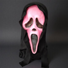 (Pink screaming ghost) Halloween Cos Horror Funny Scream Face Mask Scary Headband Adult Prom Props
