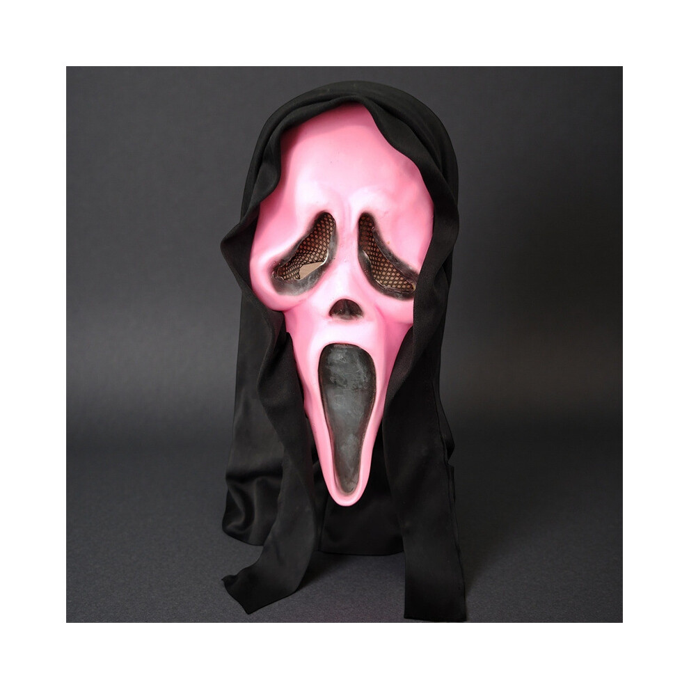 Bghone ( Screaming Ghost) Halloween Cos Horror Funny Scream Face Mask Scary Headband Adult Prom Props Pink