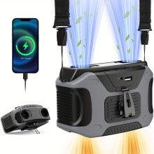 (Deep Grey) 20000mAh Portable Waist Fan, 40H Runtime Rechargeable Belt Clip Fan, 5-Speed Dual Airflow Hands-Free Cooling, Wearable Under Shirt