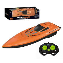 (Orange) 2.4GHz RC Speedboat for Kids -, High-Speed Orange and Green Toy Boat with Horn & Lights, Perfect Birthday/Christmas/Halloween Gift, ABS Material