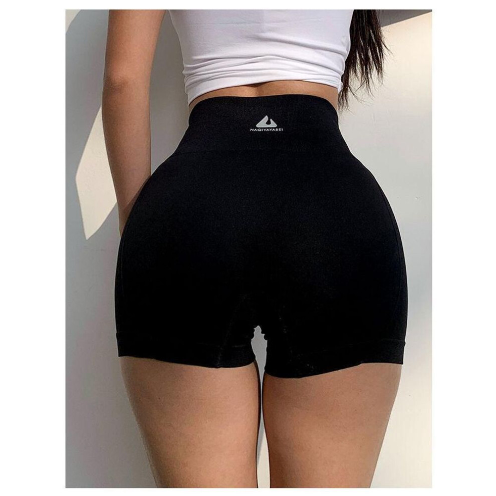 (black, One Size: 85-145 Jin) High-waist Quick-dry Yoga Shorts - Women's Elastic Peach Lift Tights