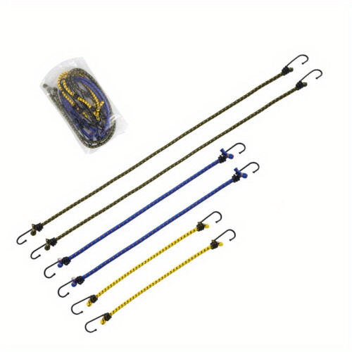 Cordeaux À Élastices Petits Et Longs Avec Crochets, Cordons À Élastification Noire Bleu Jaune Avec Crochets, Sangles À L'élastique 1