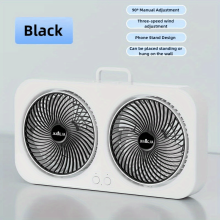 Ventilateur USB À Double Tête Le Plus Vendu, Conception De Lame À Lame Rotative À 360 Et Conception Montée Sur Le