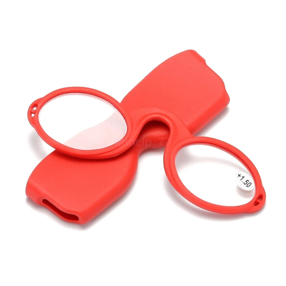 (Red, +400) Soft Silicone Armless Nose Resting / Clip Reading Glasses + Case +1.0 +4.0-image-OPC-PHF6Z2W-NEW