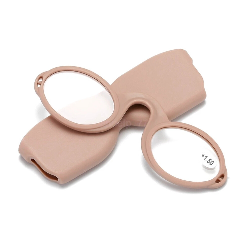 (Pink, +150) Soft Silicone Armless Nose Resting / Clip Reading Glasses + Case +1.0 +4.0-image-OPC-PHF6Z2G-NEW