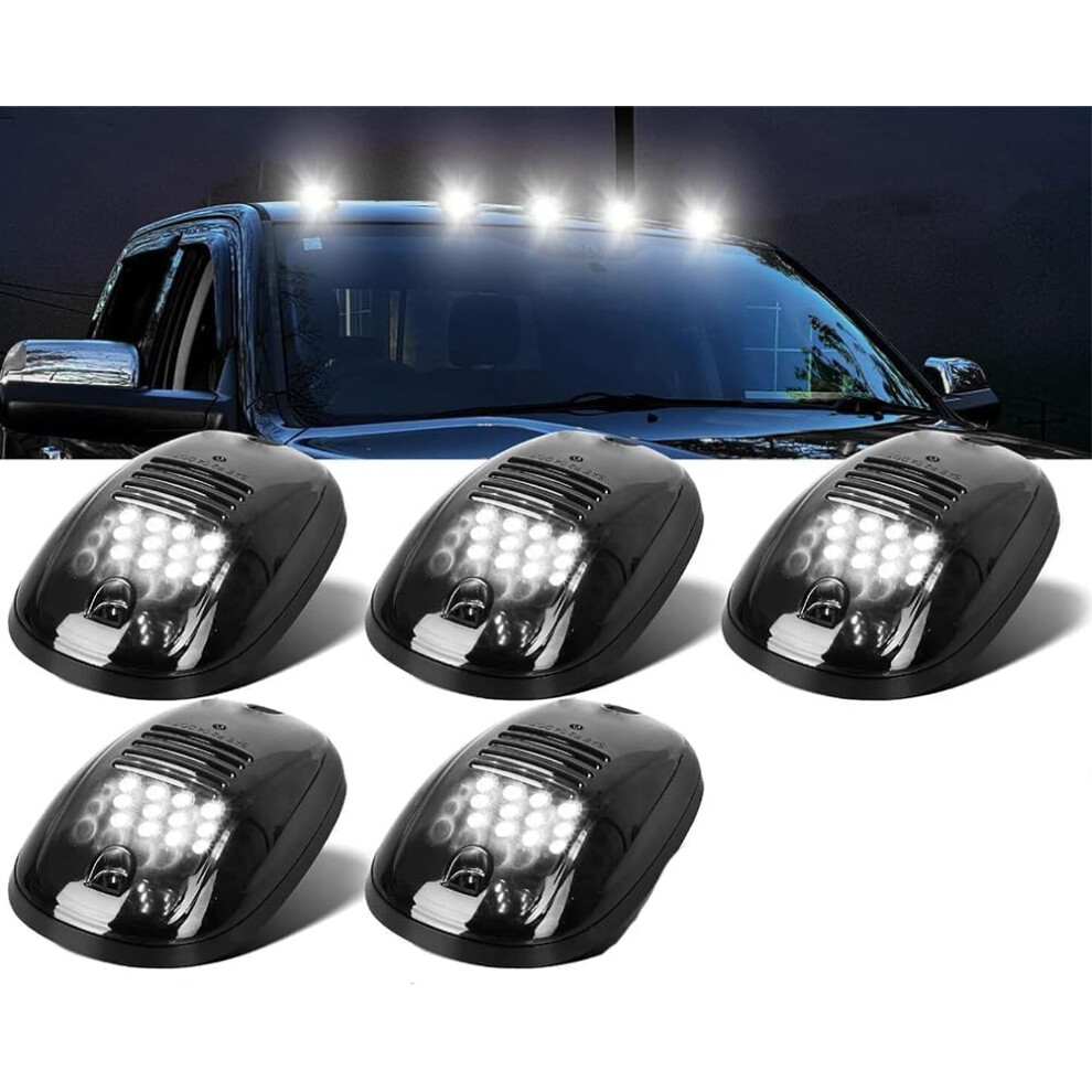 (White) Solar Powered Wireless No Drill Truck Cab Roof Led With Motion Vibration Sensor Ip67 Waterproof Roof Lights, Cab Marker Lights For Truck White 749691436025