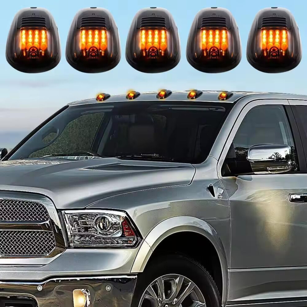 (Yellow) Solar Powered Wireless No Drill Truck Cab Roof Led With Motion Vibration Sensor Ip67 Waterproof Roof Lights, Cab Marker Lights For Truck Yellow 749691436056