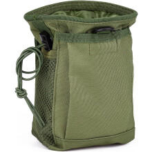 (Green) Tactical Molle Drawstring Dump Pouch - Military Adjustable Belt Utility Outdoor Ammo Pouch - 4.72"L x 7.48"H