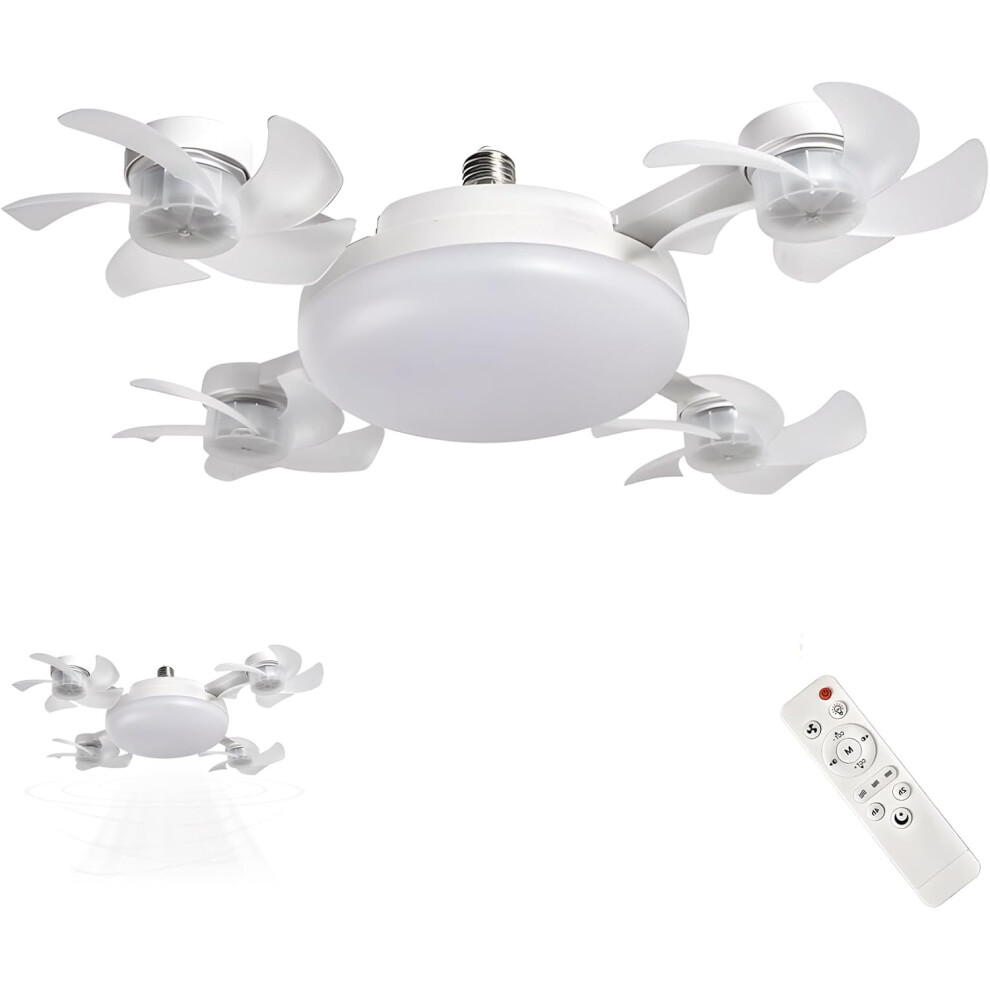 (4 Fans) Remote control silent fan light, Ceiling Fans with Lights, Low Profile Indoor Ceiling Fan with Light and Remote Control, Flush Mount, LED Dim-image-OPC-PHF726F-NEW