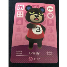 (394 Grizzly) Animal Crossing Amiibo Cards ~ Series 4 ~ #301 - 400 ~ HOT