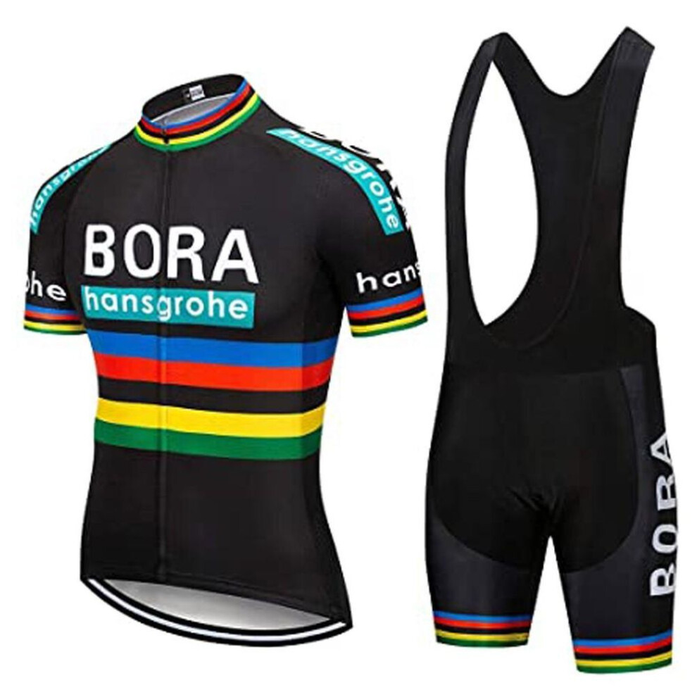 (black, M) Men's Cycling Bike Bicycle Sports Comfortable Short Sleeve Top Shorts Wear Suit