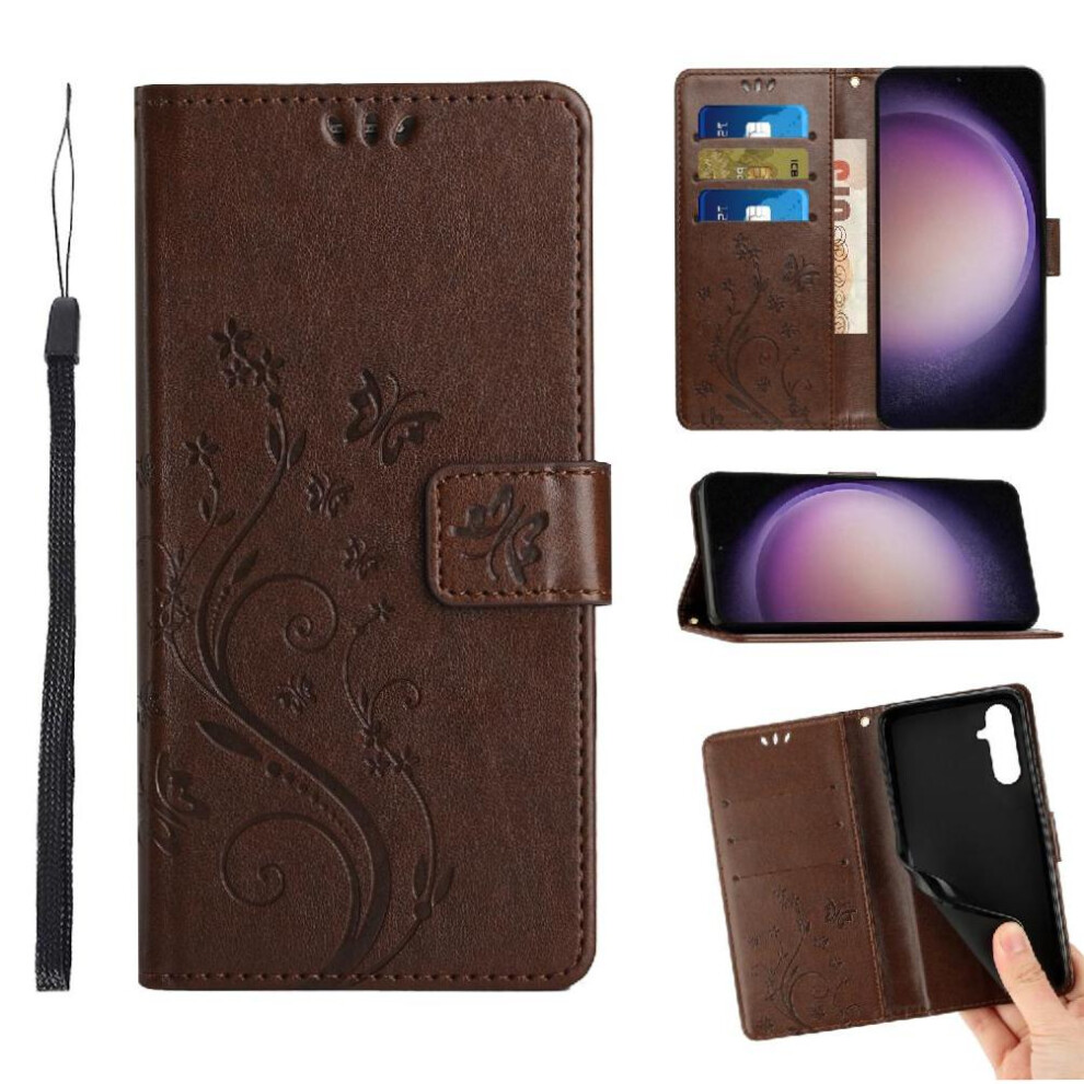 (Brown) Filp Case For Samsung Galaxy A36 Magnetic Closure Kickstand Wrist Strap Pu Leather Card Holder Brown 764563533879