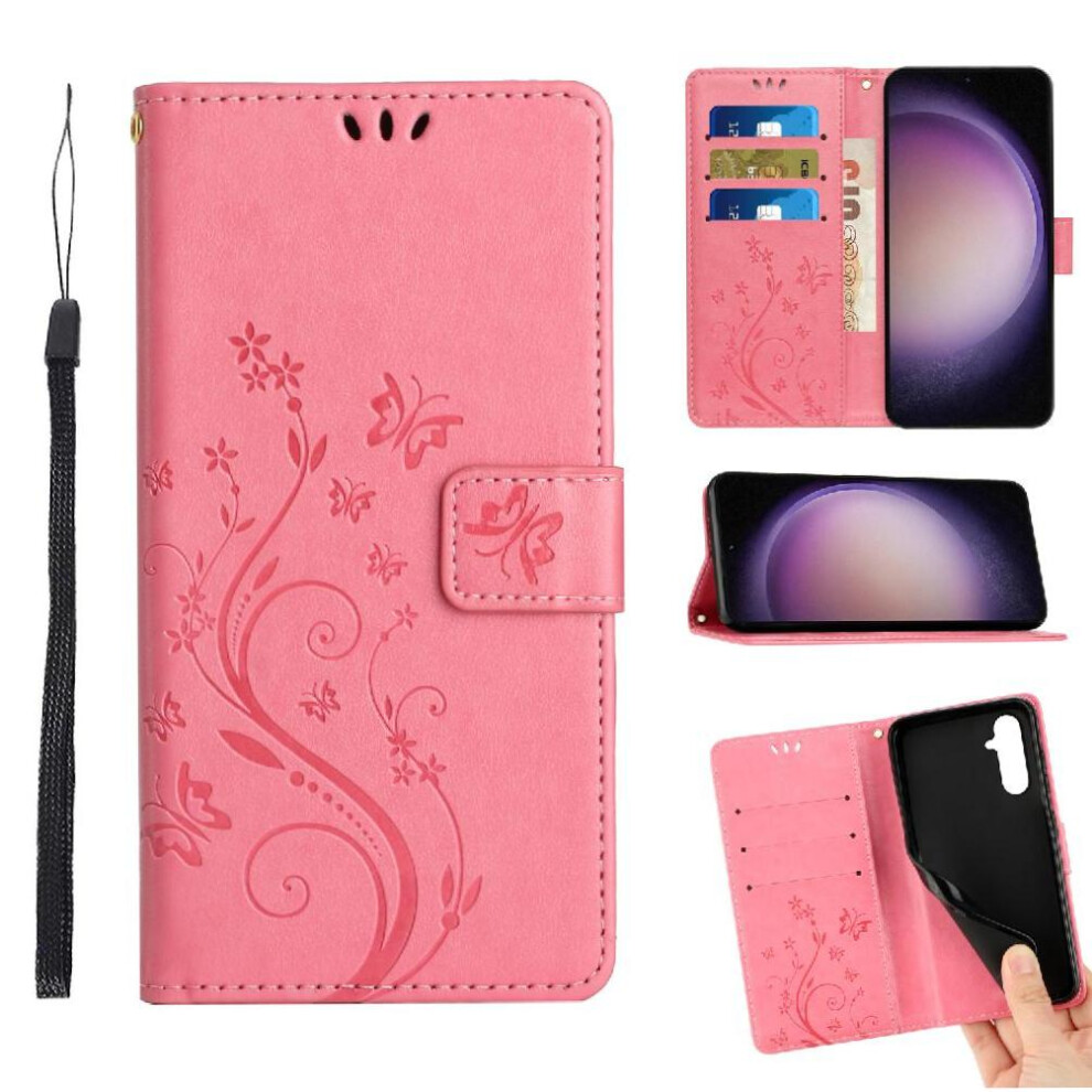(Pink) Filp Case For Samsung Galaxy A36 Magnetic Closure Kickstand Wrist Strap Pu Leather Card Holder Pink 764563533978