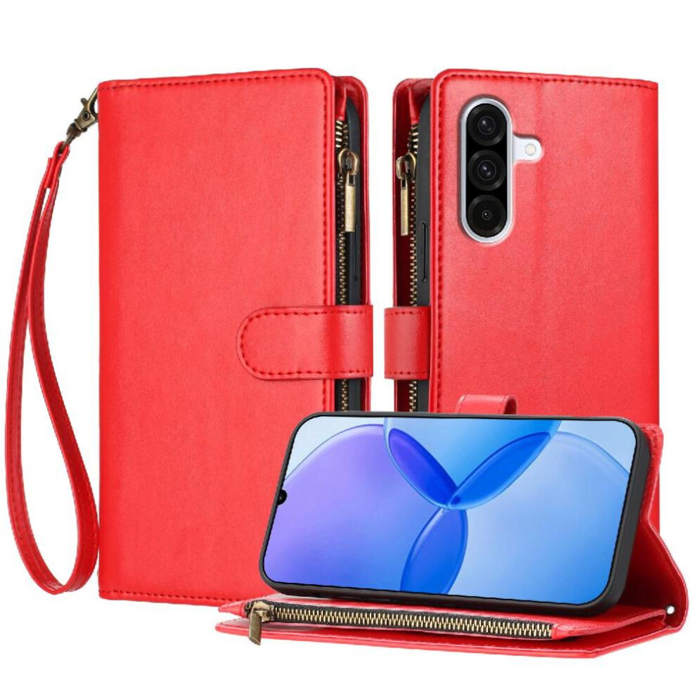 (Red) Case For Samsung Galaxy A36 5G Folio Flip Wallet Zipper Card Slots Handbag Cover Pu Leather Red 764563534319