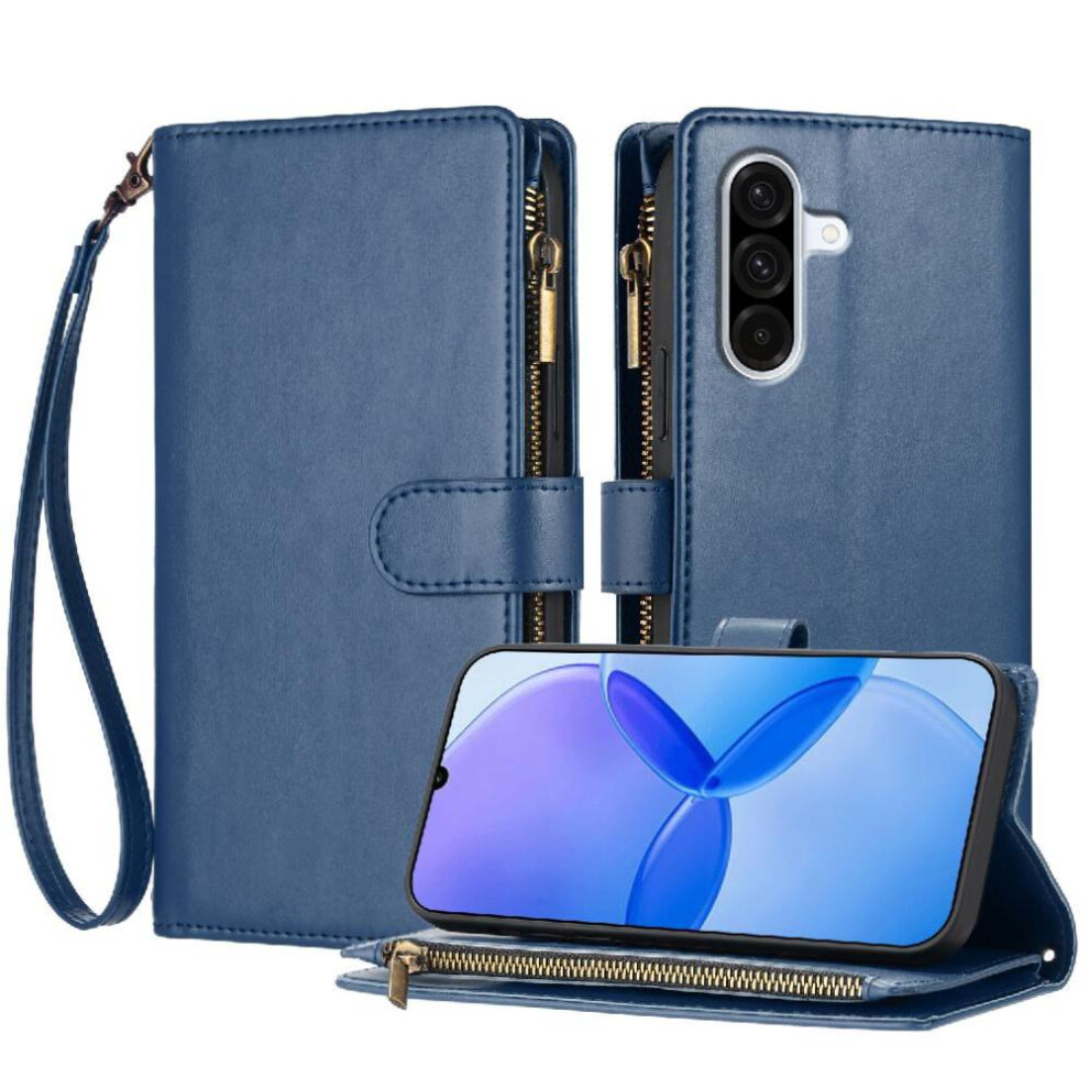 (Blue) Case For Samsung Galaxy A36 5G Folio Flip Wallet Zipper Card Slots Handbag Cover Pu Leather Blue 764563534302