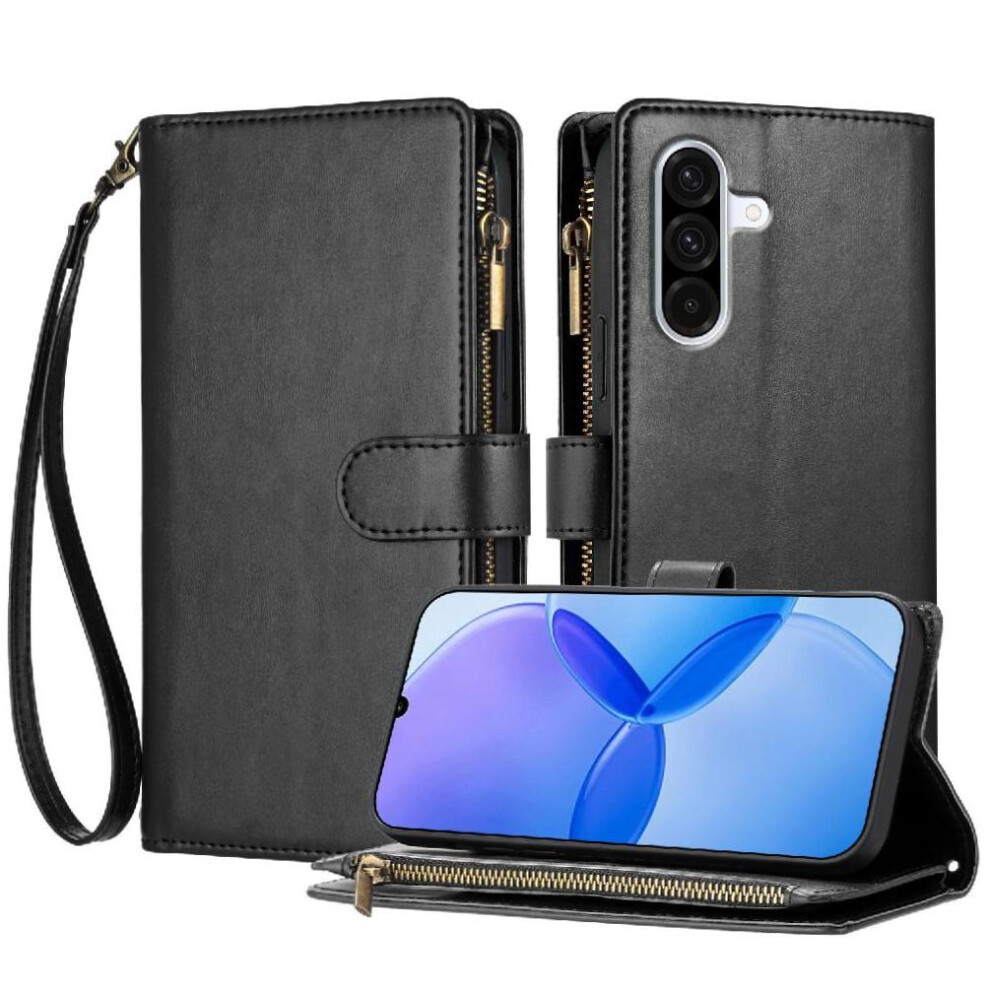 (Black) Case For Samsung Galaxy A36 5G Folio Flip Wallet Zipper Card Slots Handbag Cover Pu Leather Black 764563534340