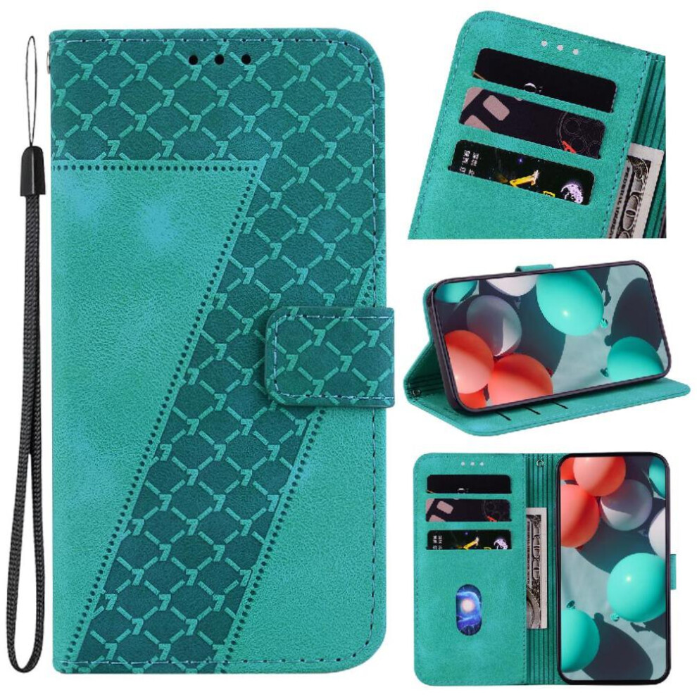 (Green) Phone Case For Honor 400 Lite Card Slot Function Wallet Flip Folio Cover Pu Leather Embossed Pattern Green 764563534241