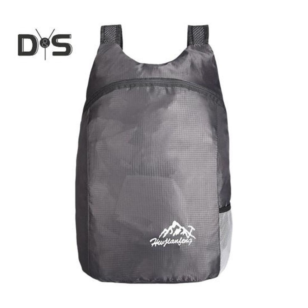 (grey) Outdoor Backpack Waterproof Foldable Lightweight Breathable Shoulder Strap Large Capacity Hiking Camping Trips Storage Bag