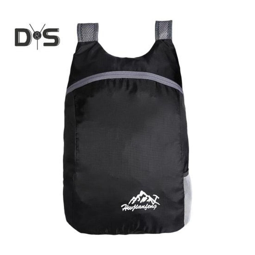 (black) Outdoor Backpack Waterproof Foldable Lightweight Breathable Shoulder Strap Large Capacity Hiking Camping Trips Storage Bag