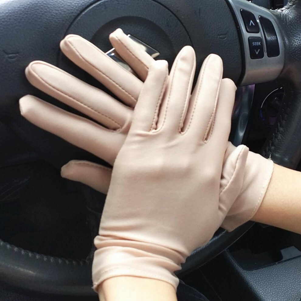 (khaki) Women Men Thin Summer Elastic Spandex Etiquette Gloves Driving Gloves Sun Protection Anti-uv