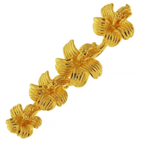 (Silver) Hibiscus Flower Dangling Spinal Ring 2