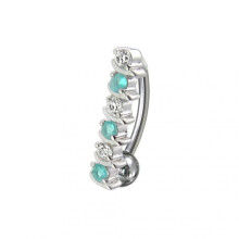 (Clear, Rose Gold) Fancy Multi Colour Stones Non-Moving Reverse Banana Belly Ring