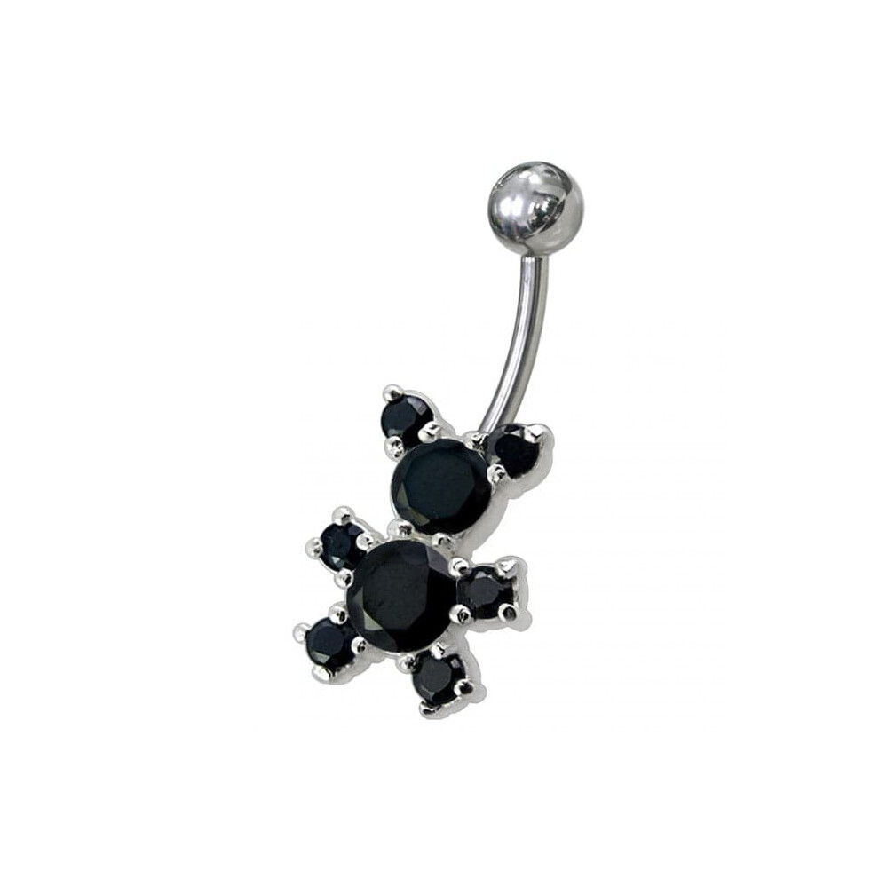 (Clear, Rose Gold) Fancy Mix Color Jewelled Non-Moving Teddy Bear SS Bar Belly Ring-image-OPC-PHF7DJK-NEW