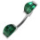 (Peridot, Silver) Double Jewelled Spinal Belly Button Ring 2