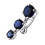 (Emerald, Silver) Moving Jewelled Charms Navel Belly Button Ring 7