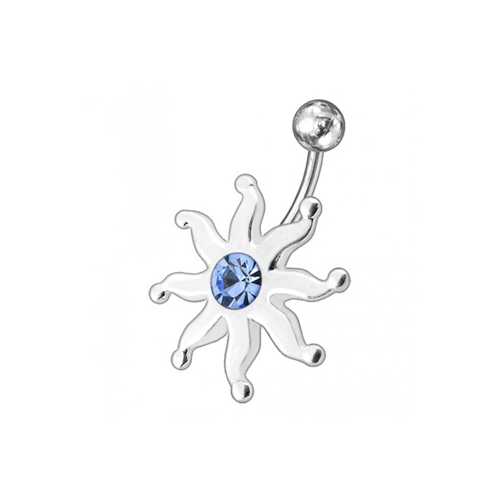 (Lavender, Silver) Fancy Jewelled Star Fish Non-Moving SS Bar Navel Belly Ring-image-OPC-PHF7DNK-NEW