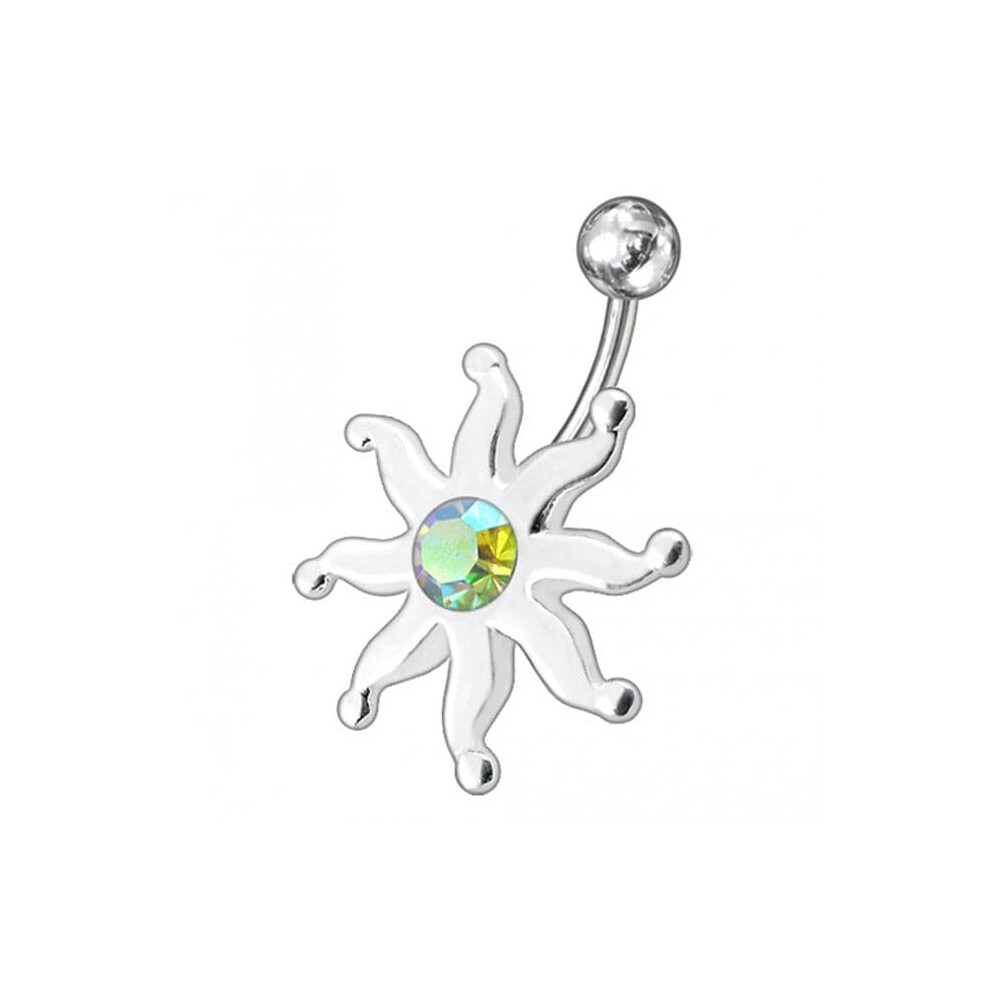 (Emerald, Rose Gold) Fancy Jewelled Star Fish Non-Moving SS Bar Navel Belly Ring-image-OPC-PHF7DR9-NEW