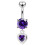 (Lavender, Silver) Moving Jewelled Belly Ring 10