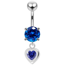 (Lavender, Silver) Moving Jewelled Belly Ring