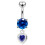 (Lavender, Silver) Moving Jewelled Belly Ring 2