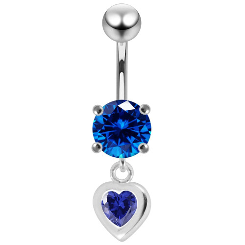 (Lavender, Silver) Moving Jewelled Belly Ring 1