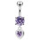 (Lavender, Silver) Moving Jewelled Belly Ring 7