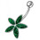 (Lavender, Silver) Jewelled Flower Silver Navel Ring 7