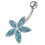 (Pink, Silver) Jewelled Flower Silver Navel Ring 3