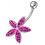 (Pink, Silver) Jewelled Flower Silver Navel Ring 10