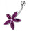 (Pink, Silver) Jewelled Flower Silver Navel Ring 11