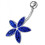 (Lavender, Silver) Jewelled Flower Silver Navel Ring 6